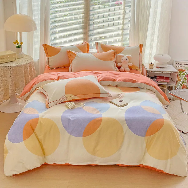 Afralia™ Brushed Cotton Printed Duvet Cover Set - Single/Double Bed Bedclothes