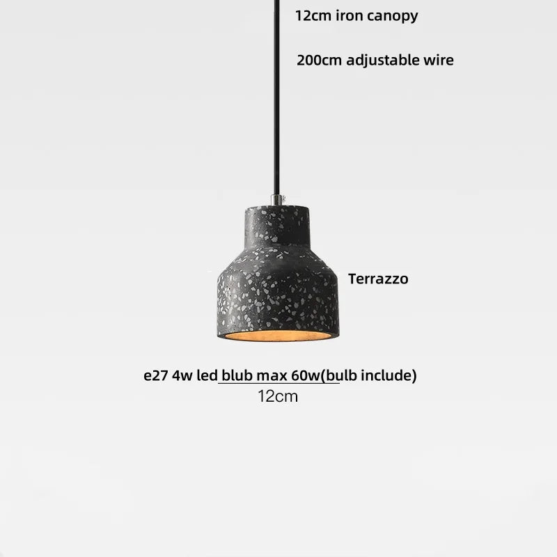 Afralia Terrazzo Stone LED Pendant Lamp for Industrial Loft, Bar, Coffee, Living Room.