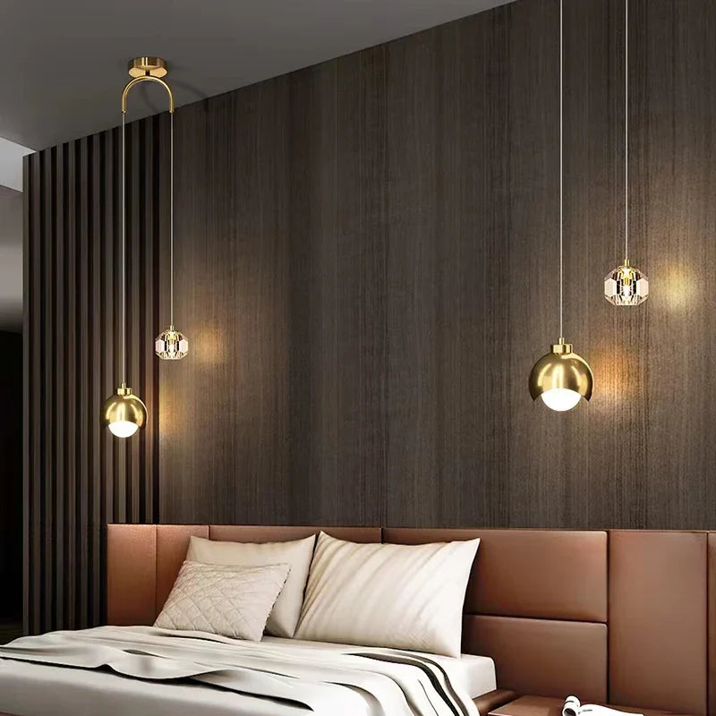 Afralia™ Crystal Pendant Light: Modern Luxury Bedroom Hanging Lamp for Living Room