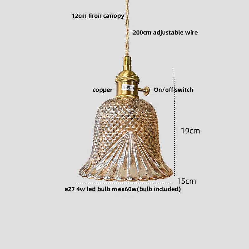 Afralia™ Flower Glass LED Pendant: Japan Style Hanging Light Fixtures