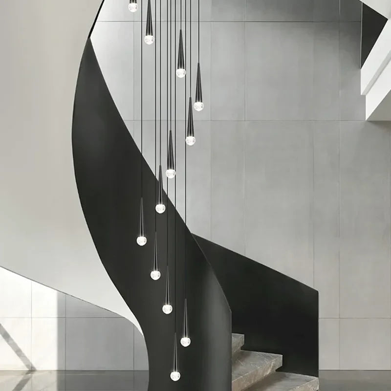 Afralia™ Crystal LED Chandelier: Luxury Pendant Light, Staircase Suspension Luminaire, Indoor Hanging Lamps