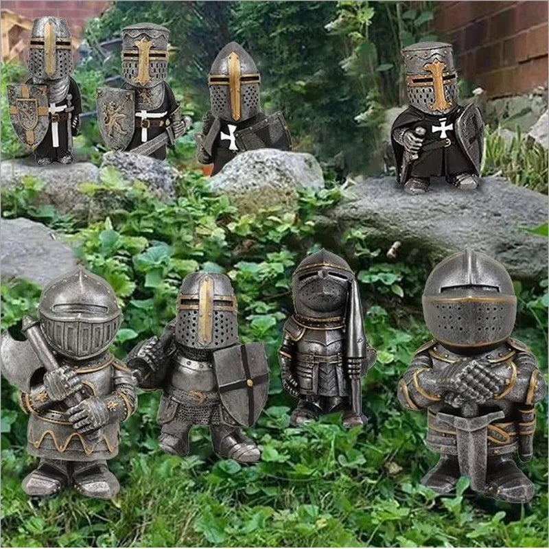 Afralia™ Soldier Knight Guard Gnome Ornament for Outdoor Garden Decor