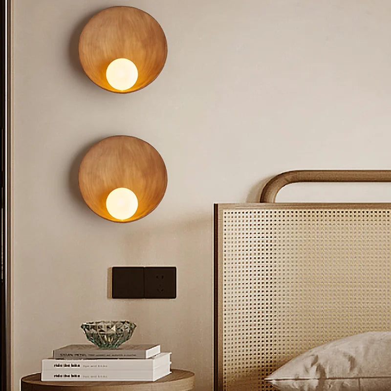 Afralia™ White Brown Shell Wall Lamp: Japanese Style LED Sconces for Bedrooms and Corridors