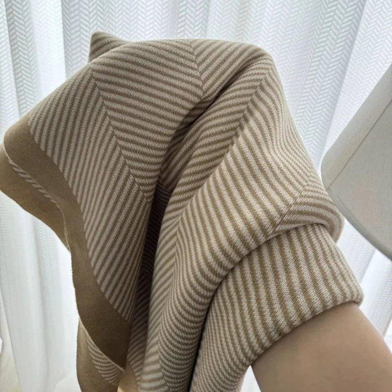 Afralia™ Cozy Striped Blanket: Multi-Functional for Travel, Office, Car, Sofa & Airplane