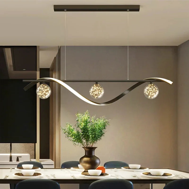 Afralia™ LED Pendant Lamps Dimmable Ceiling Chandelier for Dining Room Kitchen Island