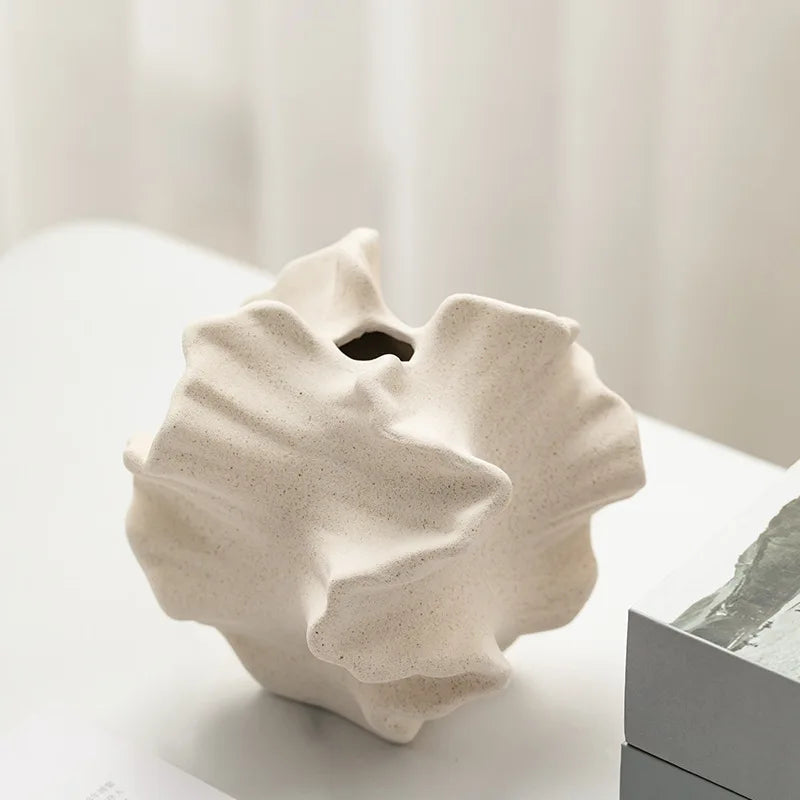 Afralia™ Geometric Petal Porcelain Vase - Stylish Home Décor & Flower Arrangement Accessory
