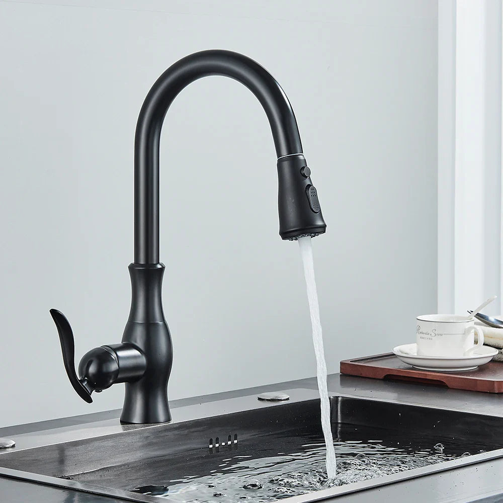 Afralia™ Rozin Gourmet Kitchen Faucet Pull Out Mixer Tap Deck Mount Hot Cold