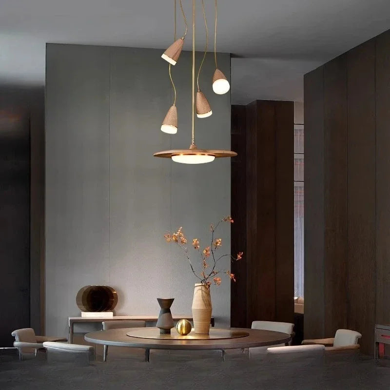 Afralia™ Wood 3-Light Chandelier for Kitchen Home Decor & Dining Room