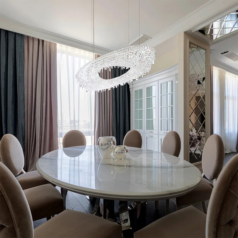 Afralia™ Crystal Chandelier: Modern Luxury LED Pendant Light for Living Dining Room