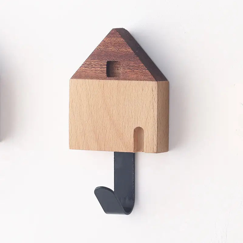 Afralia™ Nordic Wood Clothes Hook Wall Mounted Entryway Bedroom Decoration