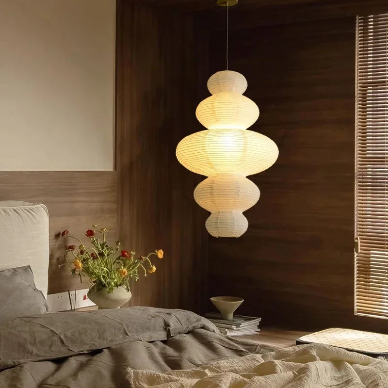 Afralia™ White Rice Paper Pendant Lights for Living/Dining Room Bedroom Hallway