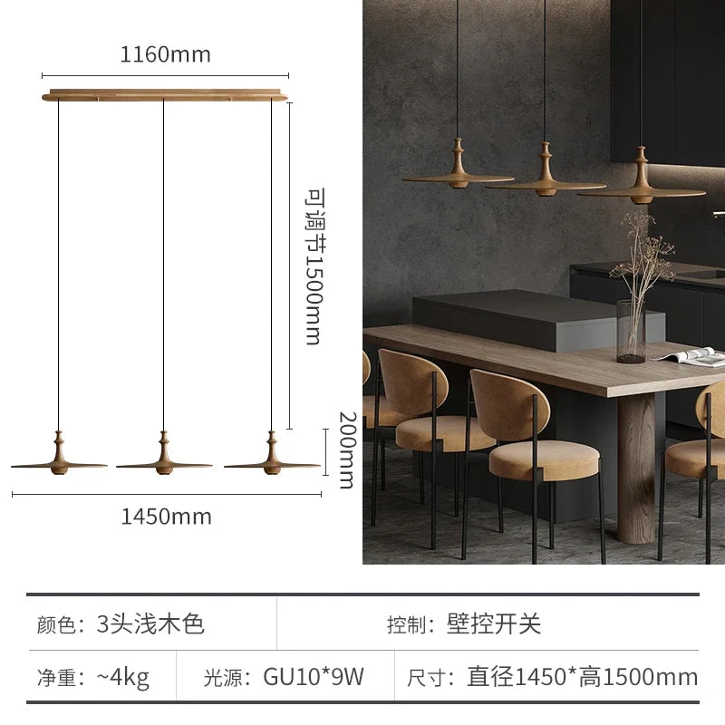 Afralia™ Black Solid Wood Saucer Pendant Lights, LED GU10, Minimalist Design