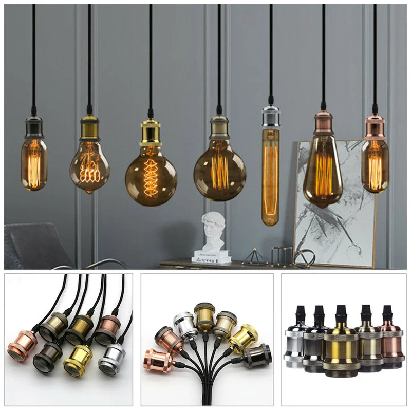 Afralia™ Vintage Industrial Ceiling Pendant Light Base, Simple Retro E27 Lamp Holder Fitting