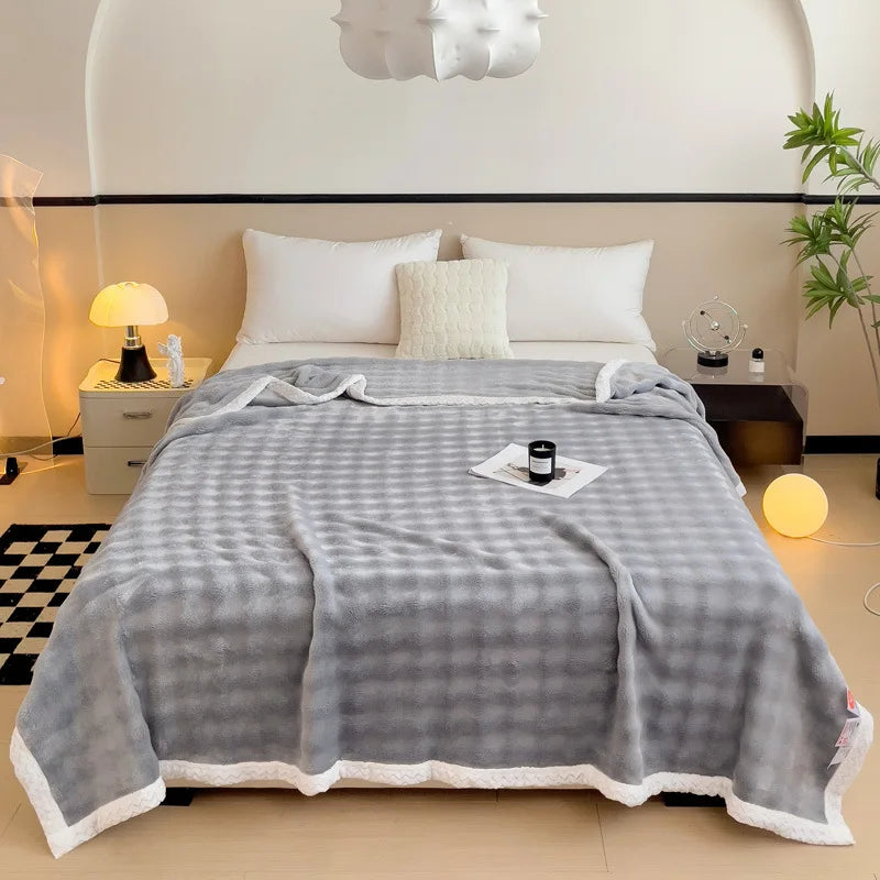 Afralia™ Rabbit Velvet Fluffy Coral Fleece Sofa Blanket: Warm Autumn Bed Throw Blanket