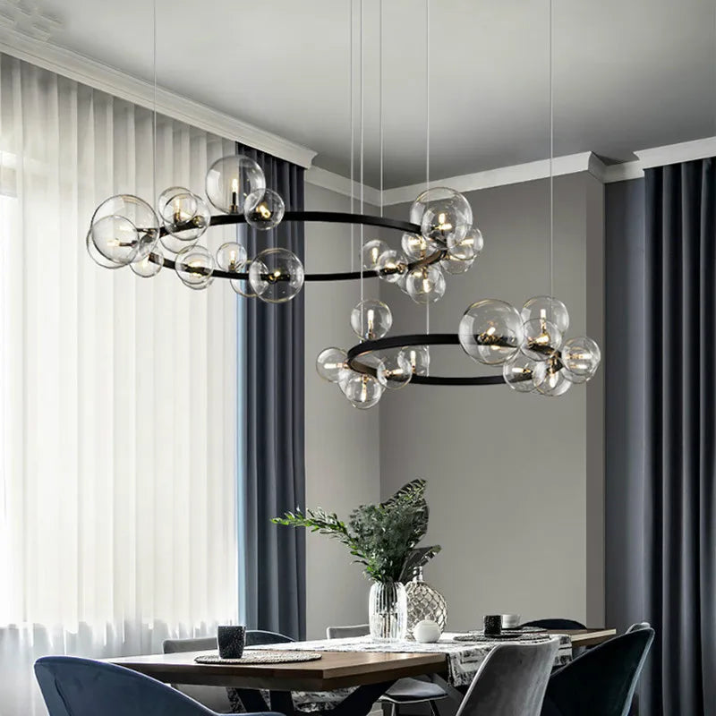 Afralia™ Glass Ball G9 LED Chandelier: Modern Minimalist Nordic Design