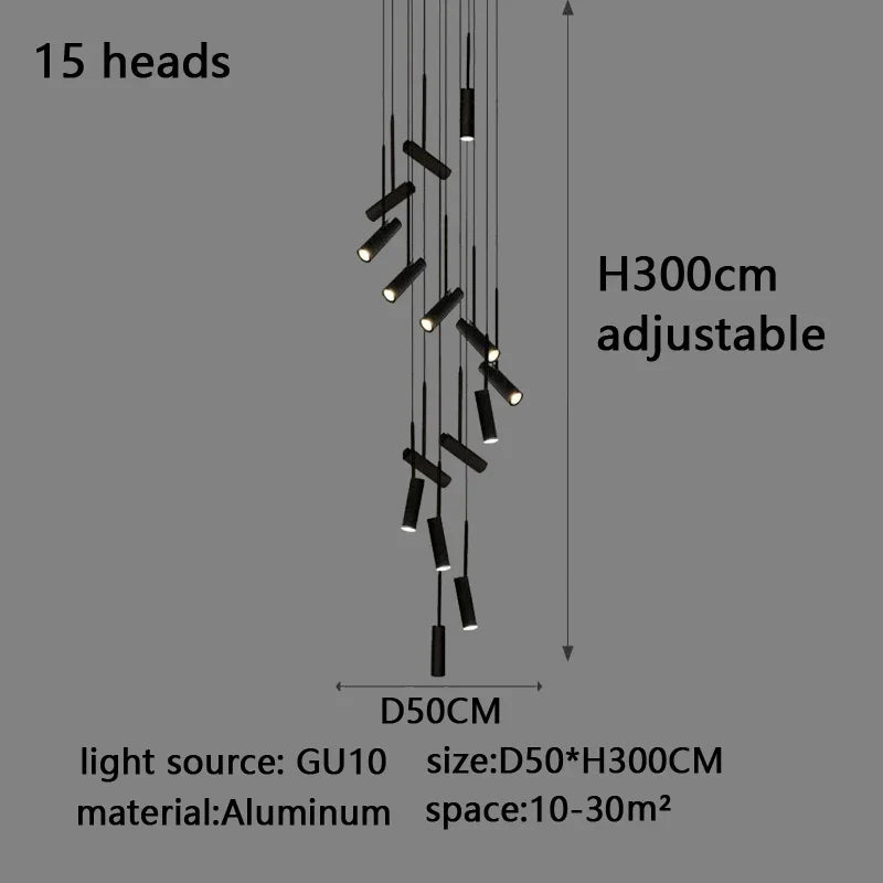 Afralia™ Modern LED Spotlight Chandelier for Kitchen, Living Room, and Staircase