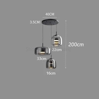 Afralia™ Glass Bowl Chandelier: Modern Nordic LED Smoke Hanging Lamp for Dining Room, Bar - Indoor Decor Lighting