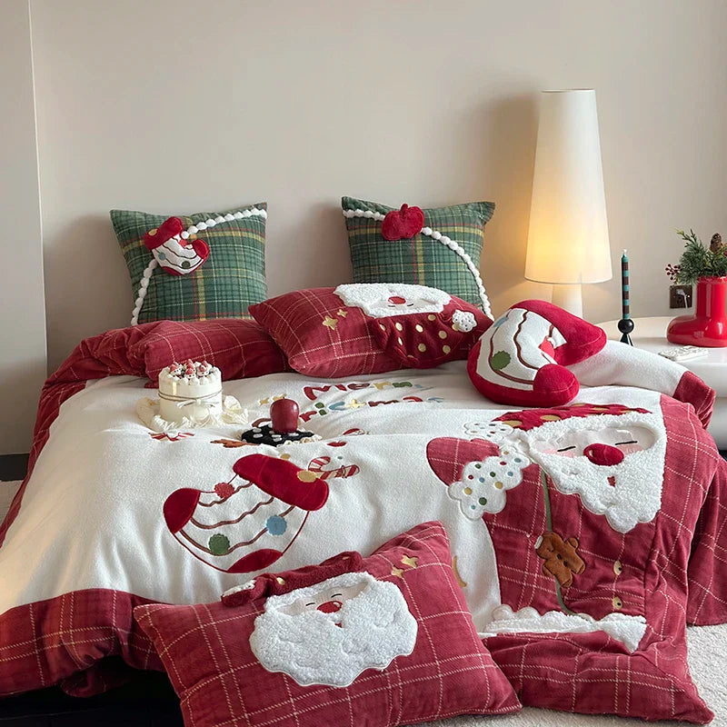 Afralia™ Santa Claus Winter Bedding Set, Single Duvet, Bed Sheet, Pillowcases