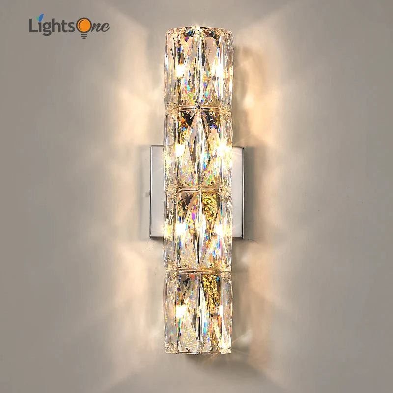 Afralia™ Crystal Deluxe Wall Sconce for Living Room Bedroom Bedside Villa - Luxury Light