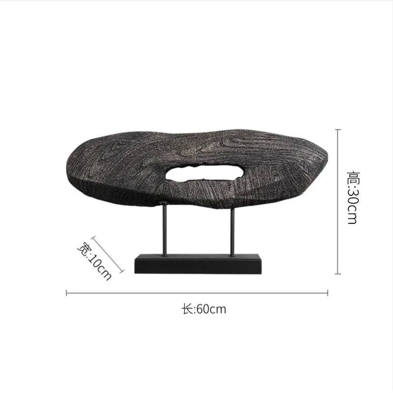 Afralia™ Tree Hole Resin Statue Wood-grain Decorative Figurines for Home Display