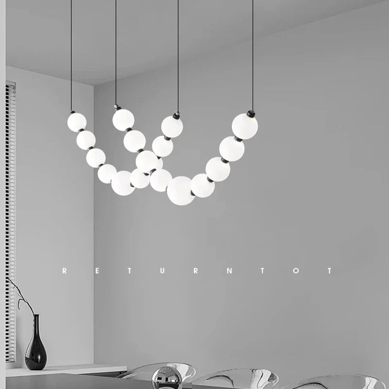 White Bead Pendant Necklace by Afralia™: Modern Chandeliers & Lamps for Home Decor