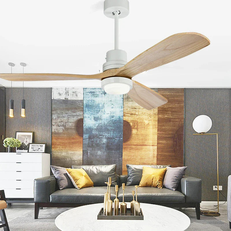 Afralia™ 52 Inch Retro Ceiling Fan with Wooden Blades and 15W Ceiling Lights