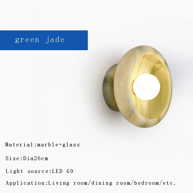 Afralia™ Round Jade Wall Lamps: Luxury Modern Home Decoration & Background Light Fixture