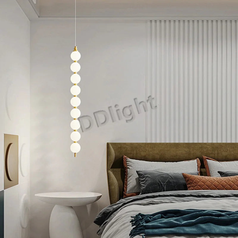 Afralia™ Modern LED Copper Ceiling Chandelier White Ball Pendant Light Fixtures