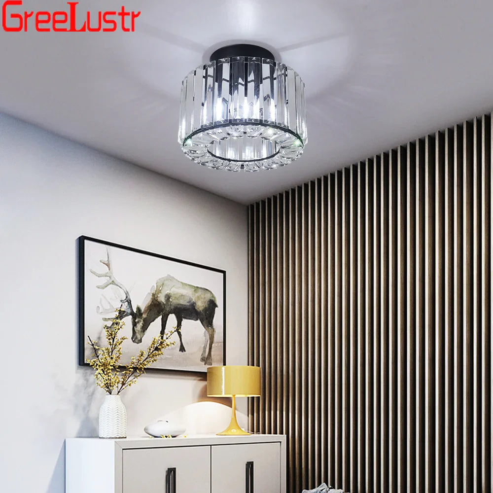 Afralia™ Modern Crystal Chandelier Flush Mount Ceiling Light for Bedroom Hallway Office