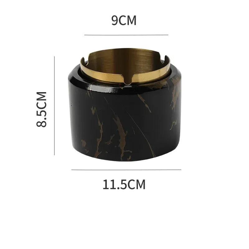 Afralia™ Gold Plated Marble Texture Ashtray - Smoking Accessories Weed Tray