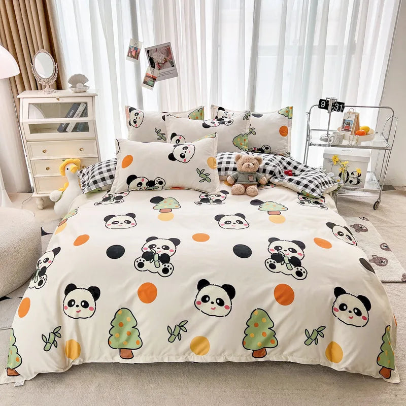 Afralia™ Cartoon Animal Print Bedding Set with Duvet Cover, Sheet & Pillowcases