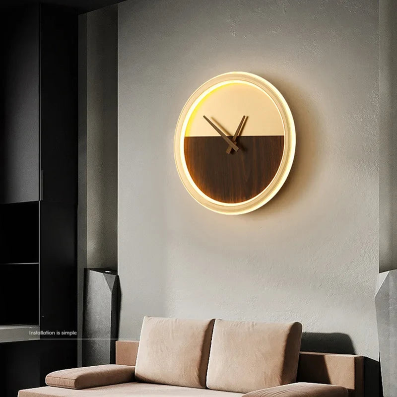 Afralia™ LED Wall Lamp with Clock for Home Indoor Lighting