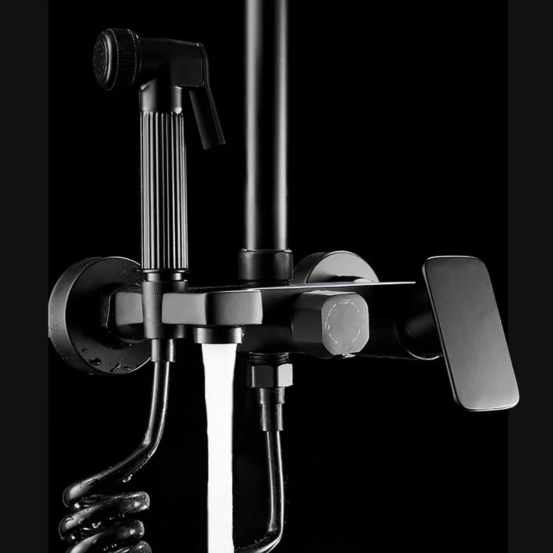 Afralia™ Black Wall Mounted Bathroom Shower Faucet Set - Bathtub Mixer Tap