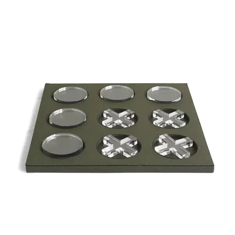 Afralia™ Geometric Checkerboard Grid Leather Chess Transparent Chessboard Home Decor Figurines