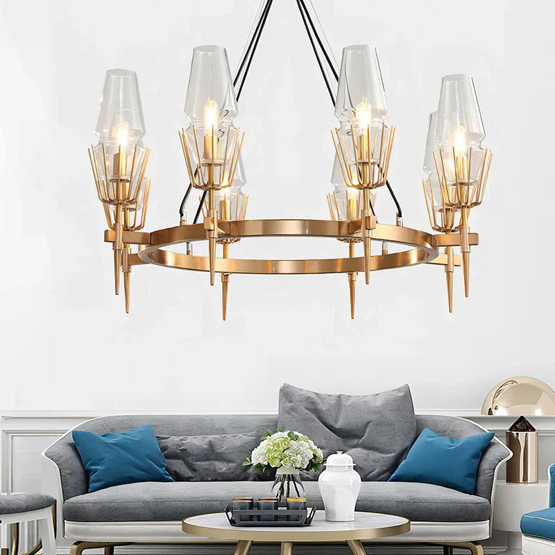 Afralia™ Gold Lustre Glass Chandelier: Modern Luxury Pendant for Living, Dining, Bedroom