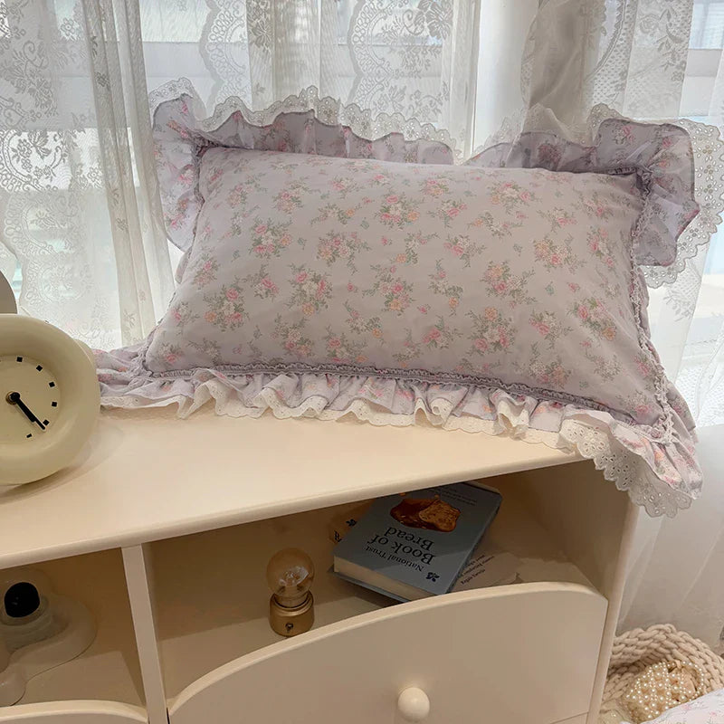 Afralia™ Princess Style Lace Ruffles Bedding Set - 100% Cotton, 3/4Pcs, Korean Design
