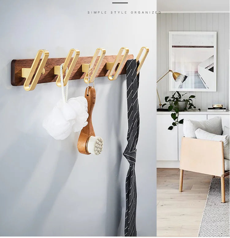 Afralia™ Walnut Wood Bathroom Row Hooks – Creative Single Hook for Wardrobe and Bedroom