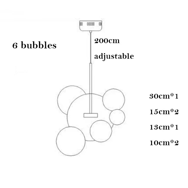 Afralia™ Bubble Ball Pendant Light: Golden Iron Glass Lamp for Kitchen Island, LED Fixtures