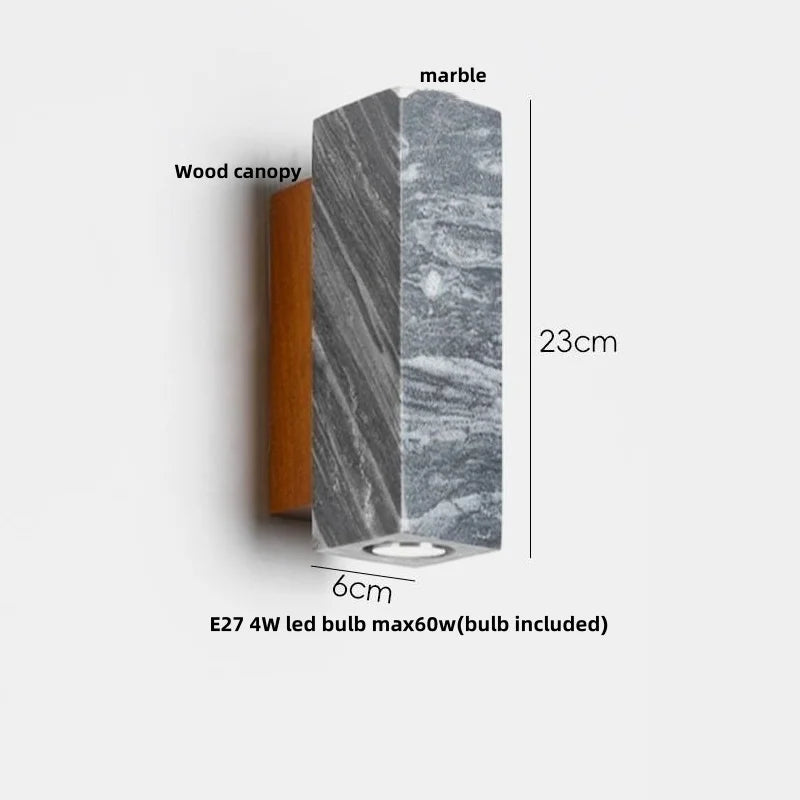 Afralia™ Nordic LED Wall Sconce Marble Wood Canopy Vanity Light