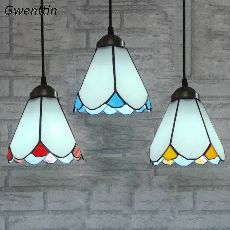 Tiffany Style Pendant Light for Dining Room Tiffany Mediterranean Hanging Lamp for Bedroom by Afralia™