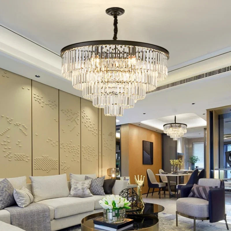 Afralia™ Crystal Gold Chandelier: Modern Living Room Bedroom Decor Lighting