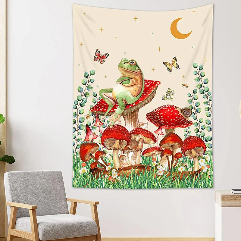 Afralia™ Mushroom Moon Star Botanical Snail Tapestry Trippy Cottagecore Room Decor