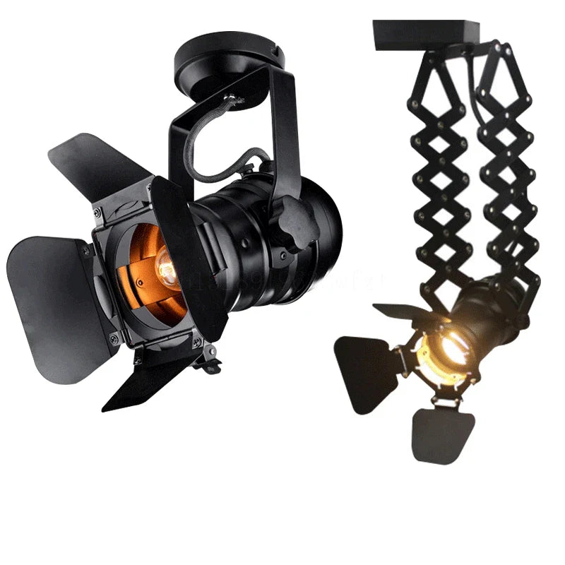 Afralia™ Retro Loft Iron LED Ceiling Lights, Industrial E27 Track Lamps for Bar Cafe.