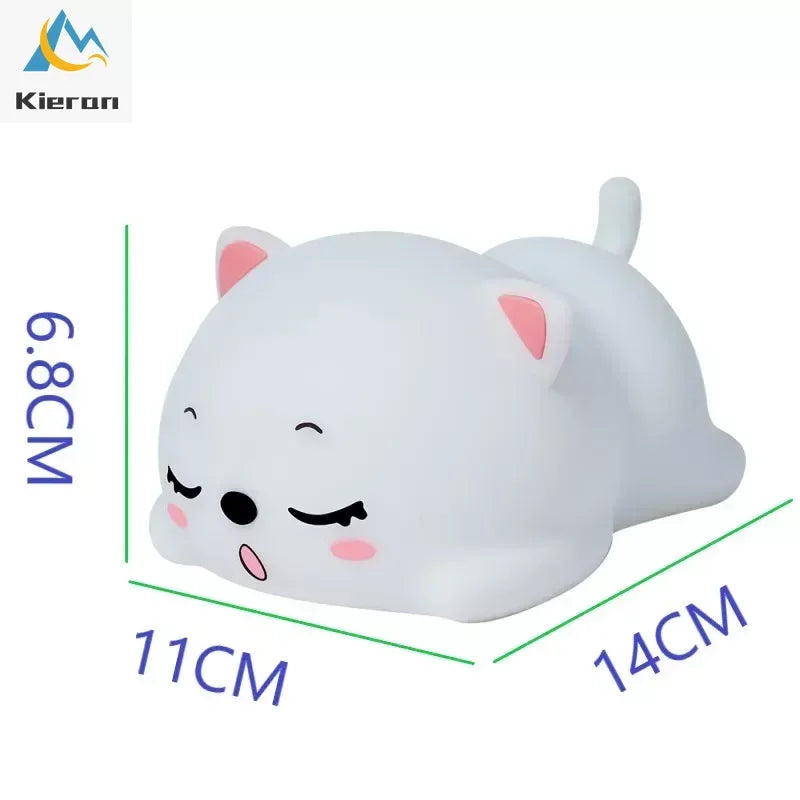 Afralia™ Cat Silicone LED Night Light with Remote Control