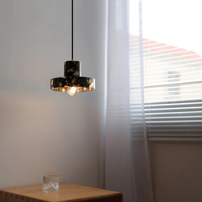 Afralia™ Black Terrazzo LED Pendant Lamp for Dining Living Room Staircase