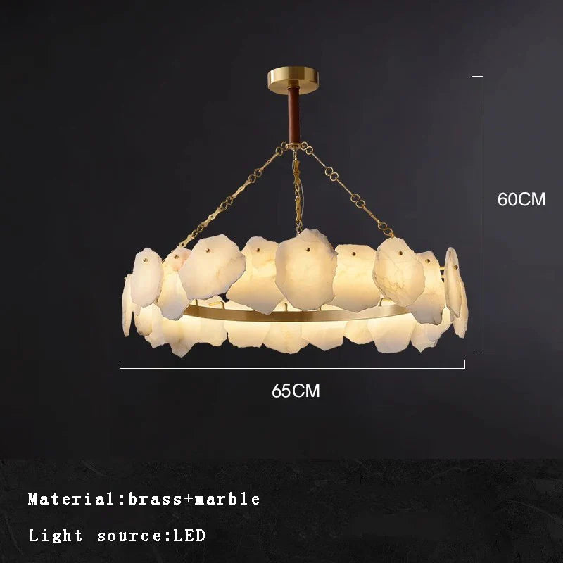 Afralia™ Brass Marble Ceiling Chandelier: Modern Living Room Dining Table Hanging Lamp
