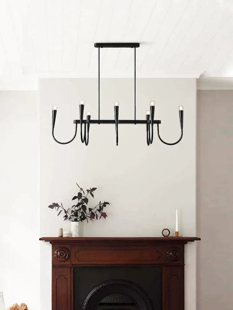 Afralia™ Black Pendant Chandelier: Luxury French Style Candle Hanging Light for Kitchen Island
