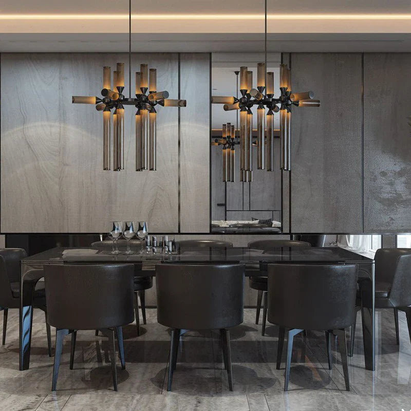 Afralia™ Glass Tube Chandelier: Modern LED Pendant Lamp for Living Room, Bedroom, Cafe, and Dining Room.