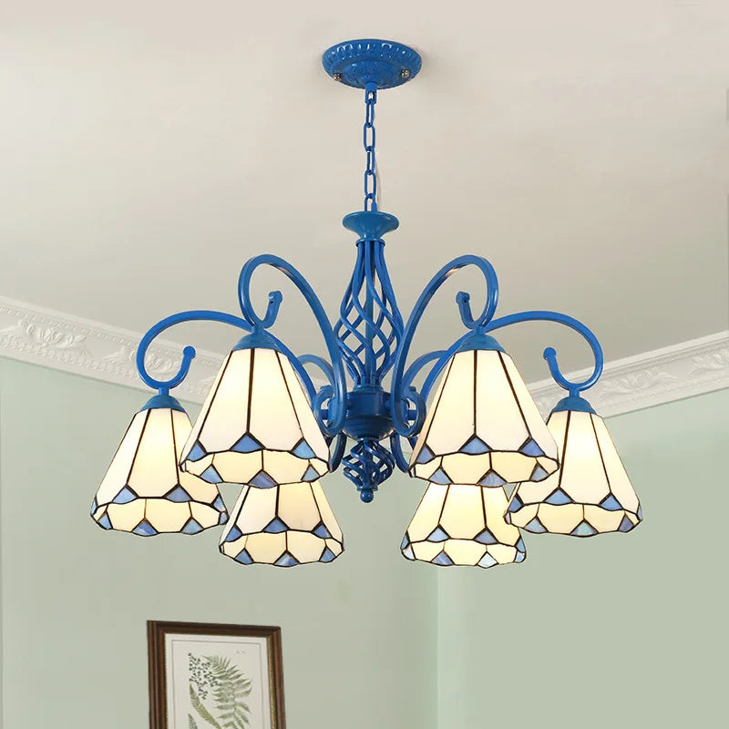 Afralia™ Retro Tiffany Lampshade LED Chandelier for Home Lighting
