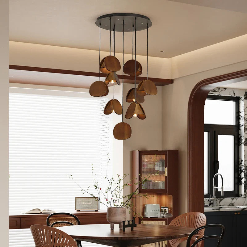 Afralia™ Antique Style Solid Wood Retro Pendant Light - High-End Living Room Lighting